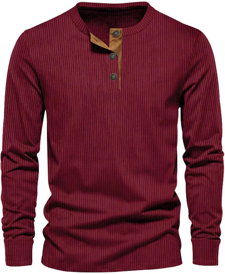 Herren Langarmhemd Klassischer Schnitt Knopfleiste