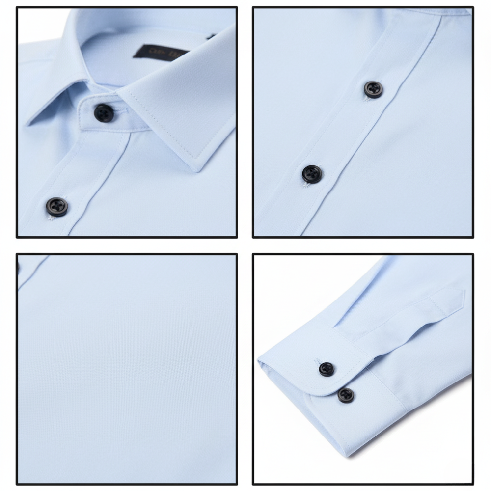 Herren Langarmhemd Schmale Passform Knopfleiste