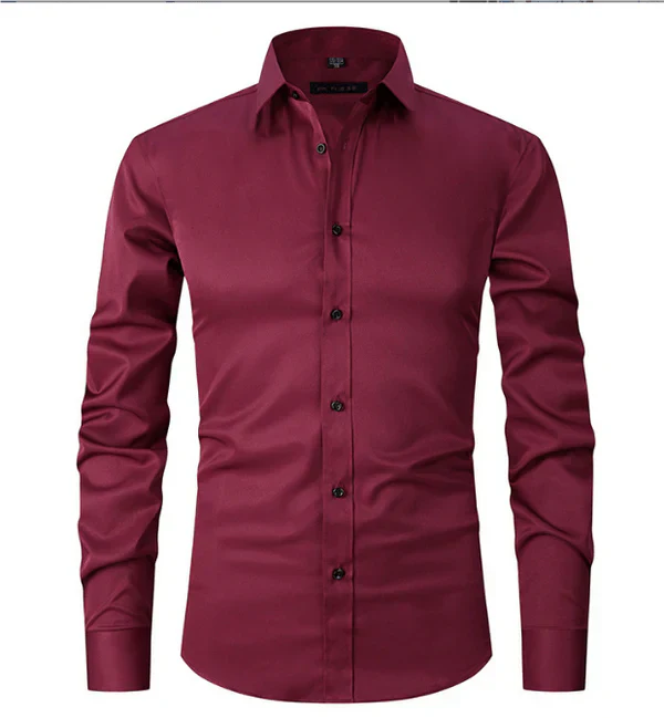 Herren Langarmhemd Schmale Passform Knopfleiste