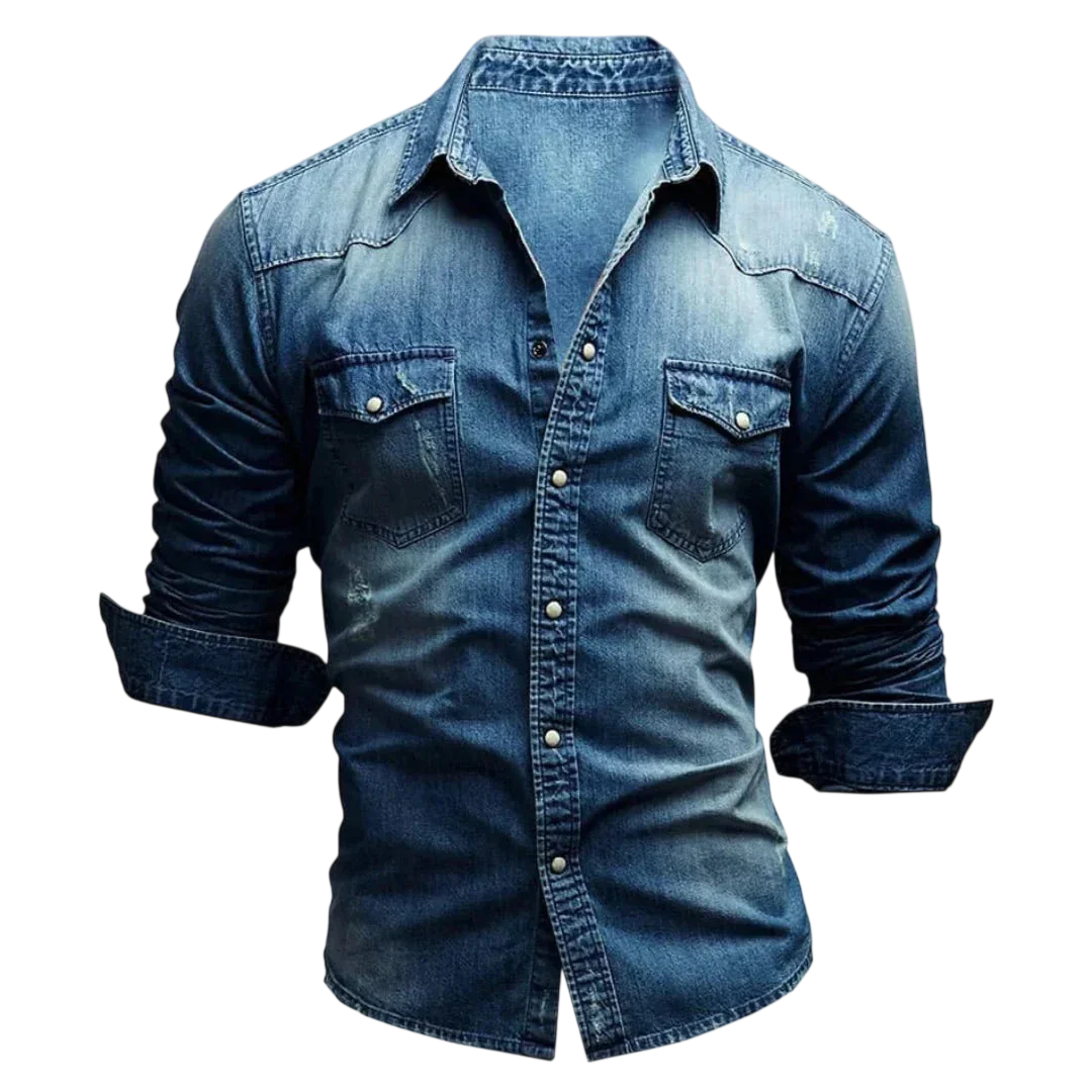 Herren Langarmhemd Schmale Passform Mit Taschen