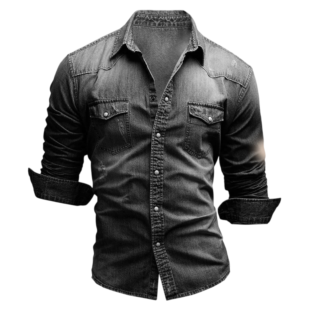 Herren Langarmhemd Schmale Passform Mit Taschen