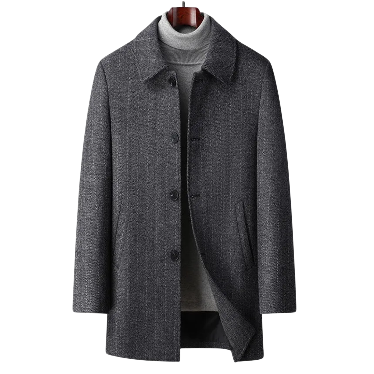 Kurzmantel Herren Regular Fit Knopfleiste Spitzkragen