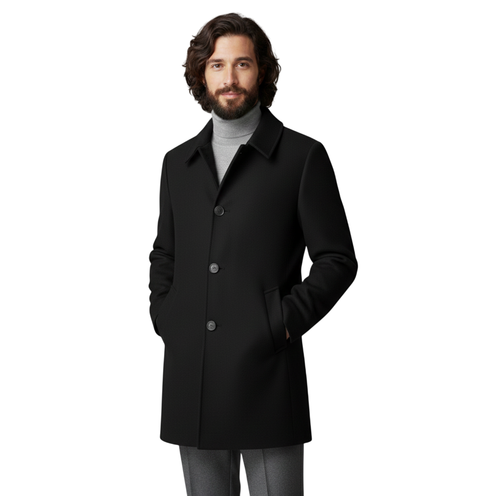 Kurzmantel Herren Regular Fit Knopfleiste Spitzkragen