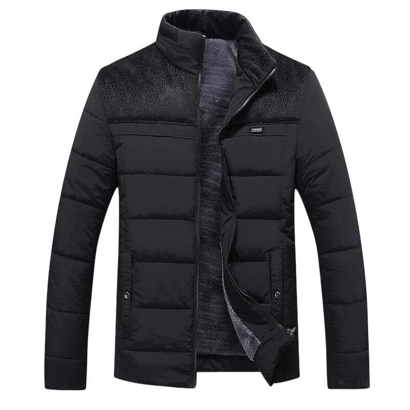 Winter-Steppjacke Herren Stehkragen Frontzip und Reißverschlusstaschen
