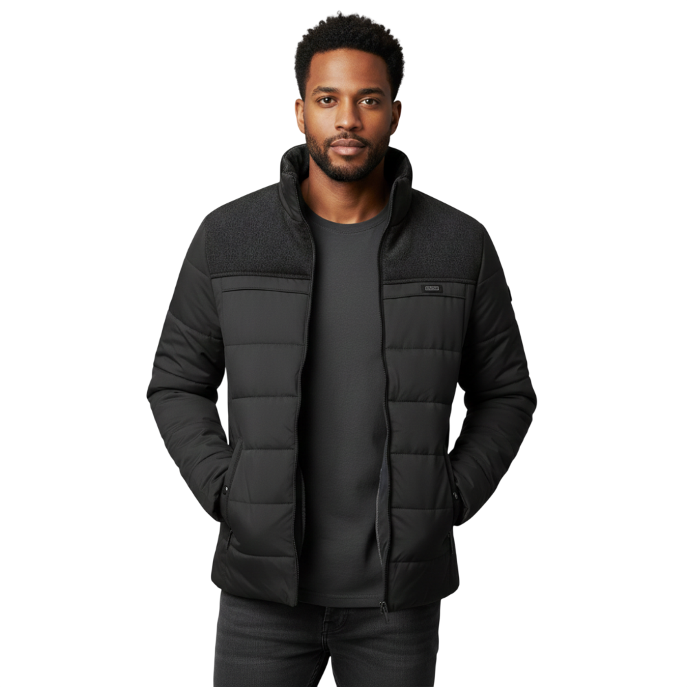 Winter-Steppjacke Herren Stehkragen Frontzip und Reißverschlusstaschen