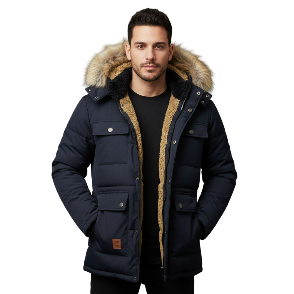 Parka Jacke Herren Kapuze Reißverschluss Wintereinsatz