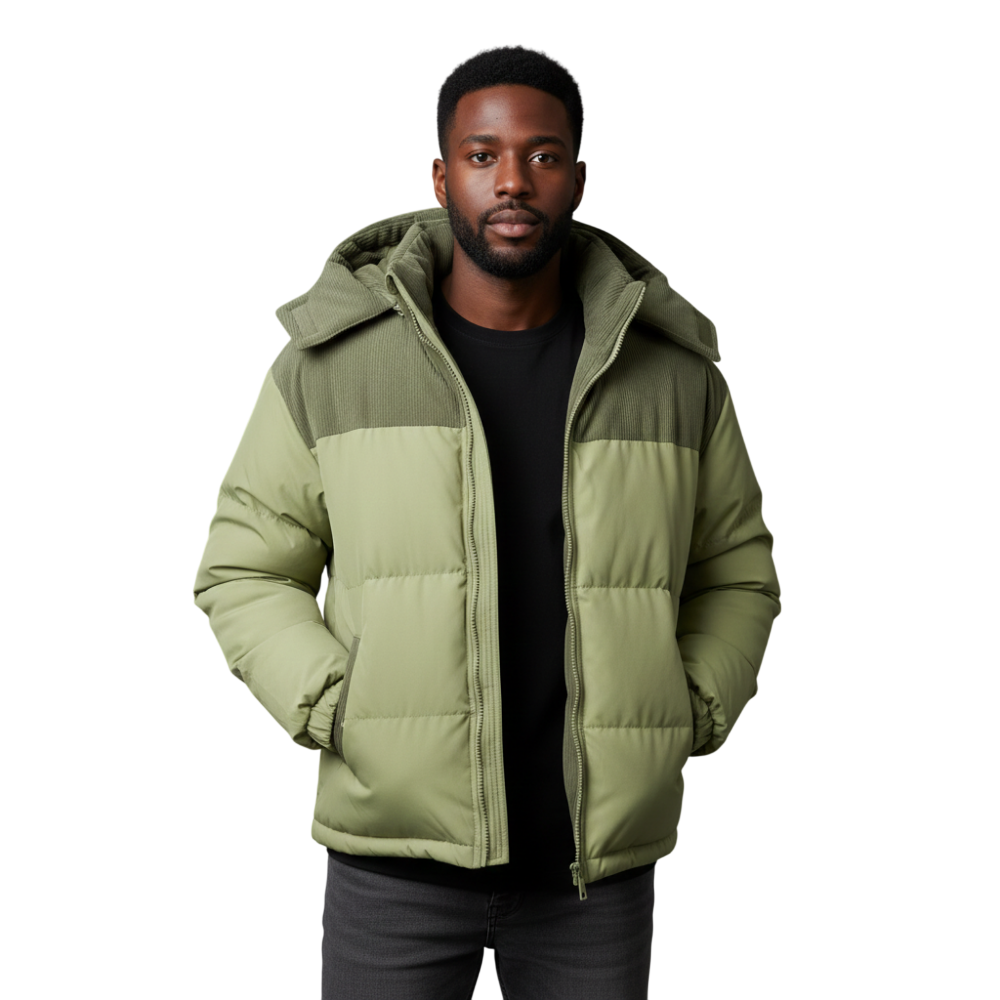 Jacke Herren Isolierte Kapuzen-Steppjacke mit Reißverschluss Winter