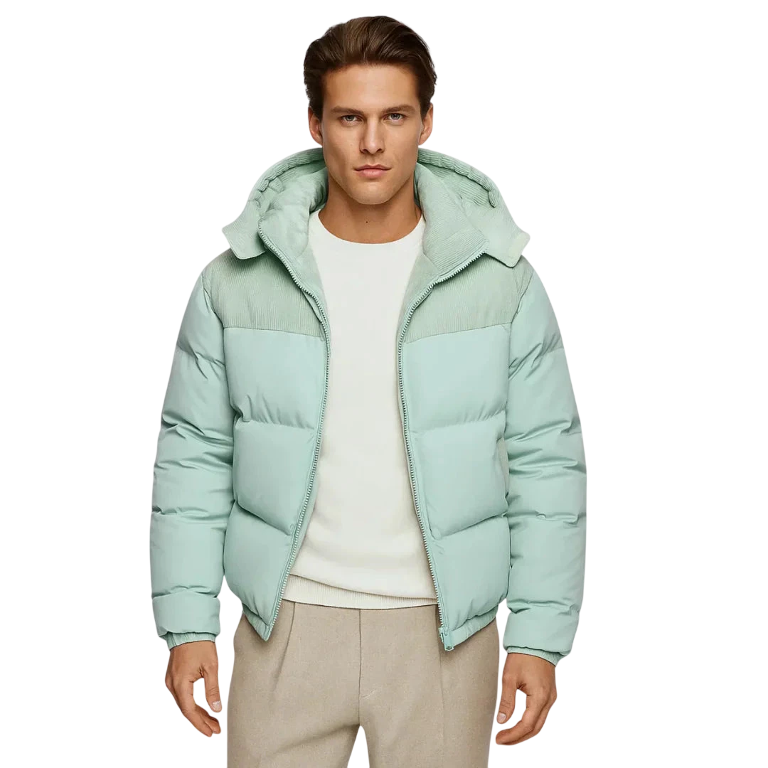 Jacke Herren Isolierte Kapuzen-Steppjacke mit Reißverschluss Winter