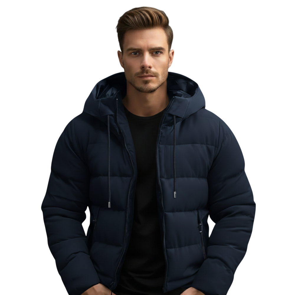 Kapuzen-Steppjacke Herren Gepolstert Gesteppt mit Reißverschluss