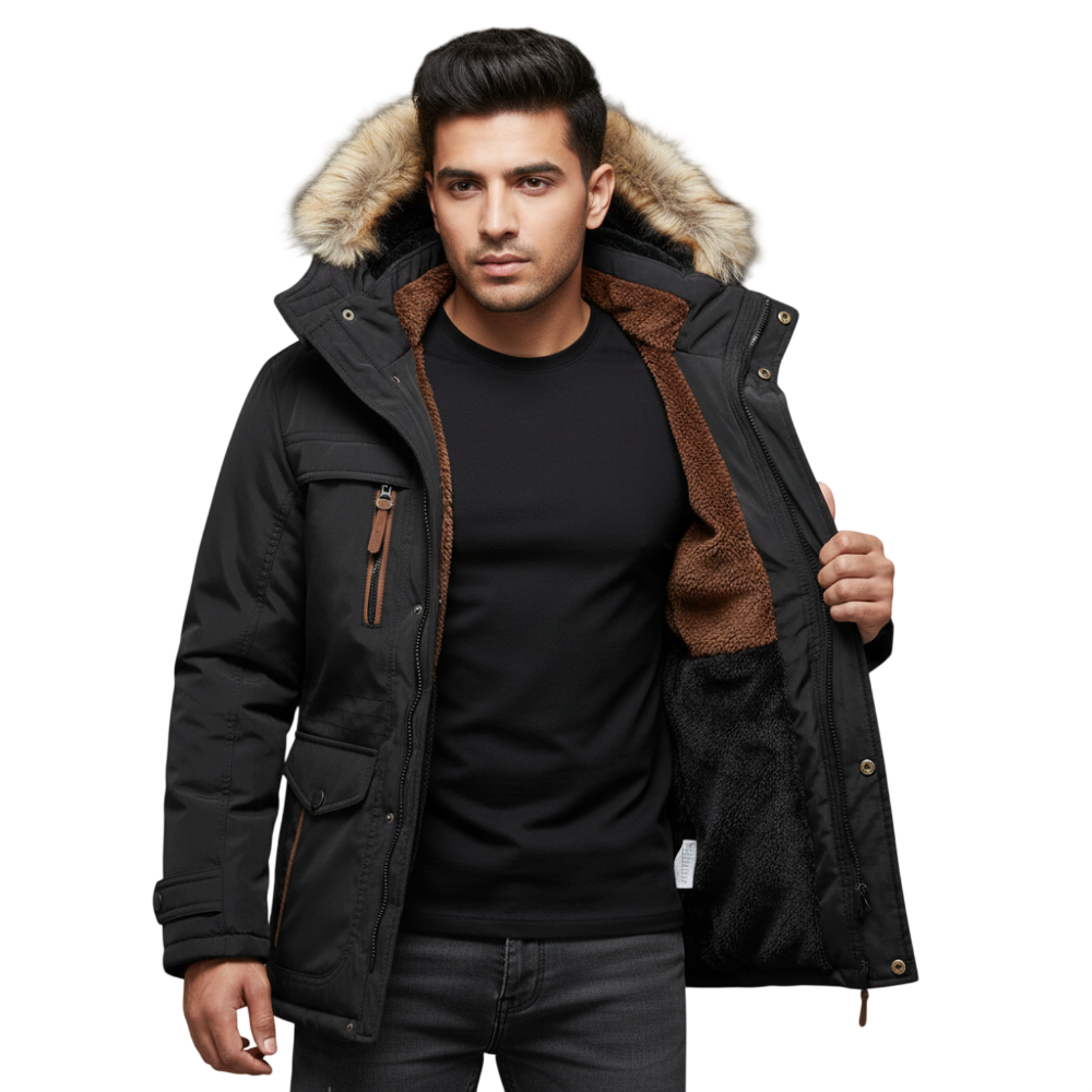 Outdoorjacke Herren Isoliert Wasser- und Winddicht Kapuze