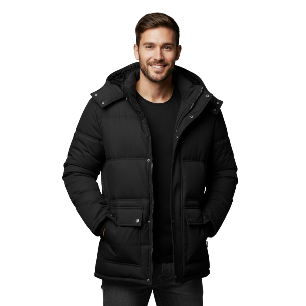 Wintermantel Herren Gepolstert Moderner Schnitt Alltag