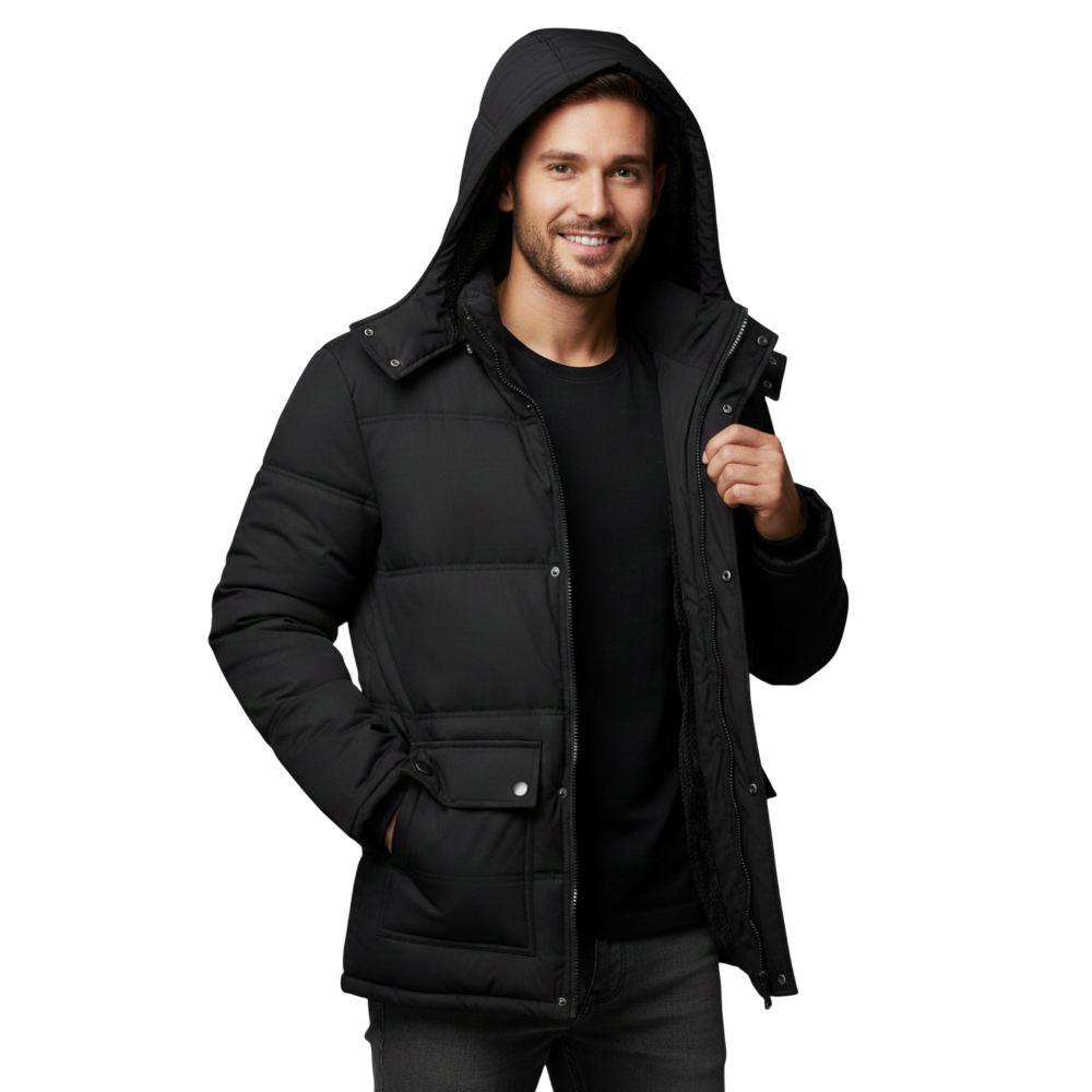Wintermantel Herren Gepolstert Moderner Schnitt Alltag