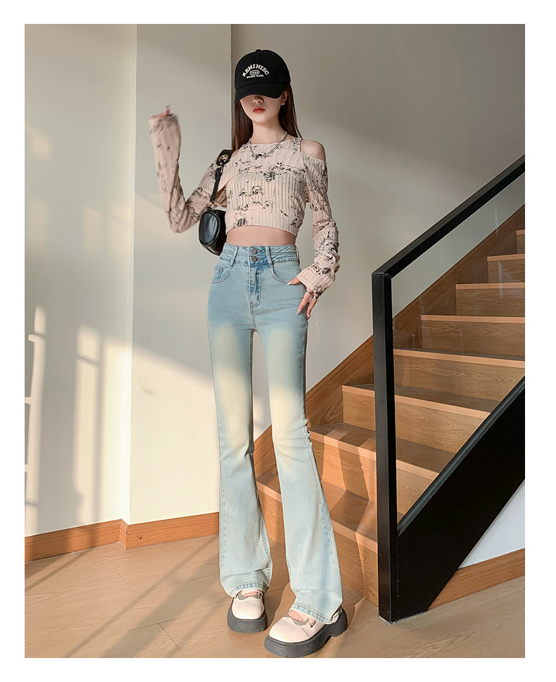 Jeans Damen Hohe Taille Schmaler Schnitt