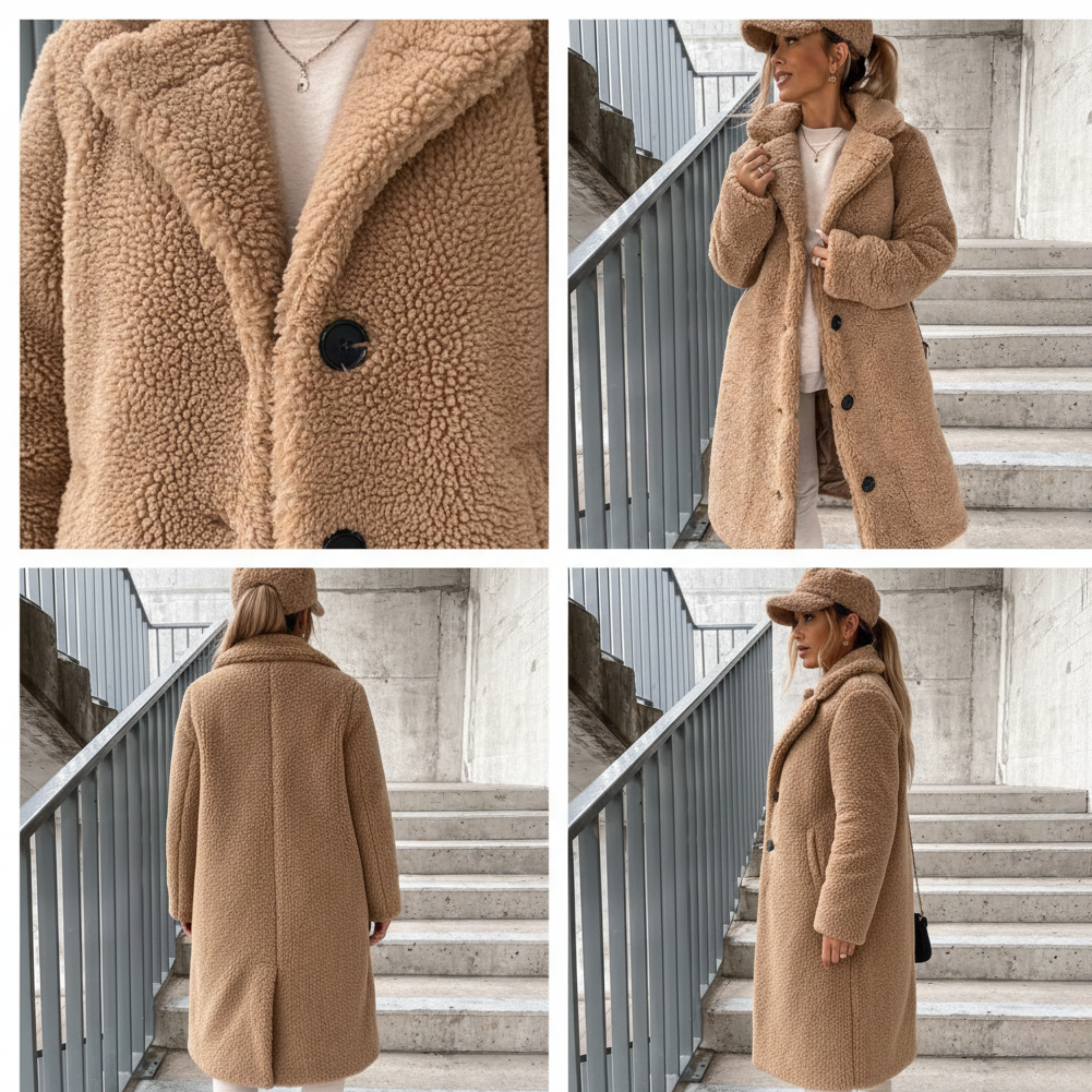 Mantel Damen lang mit Knopfverschluss vorne