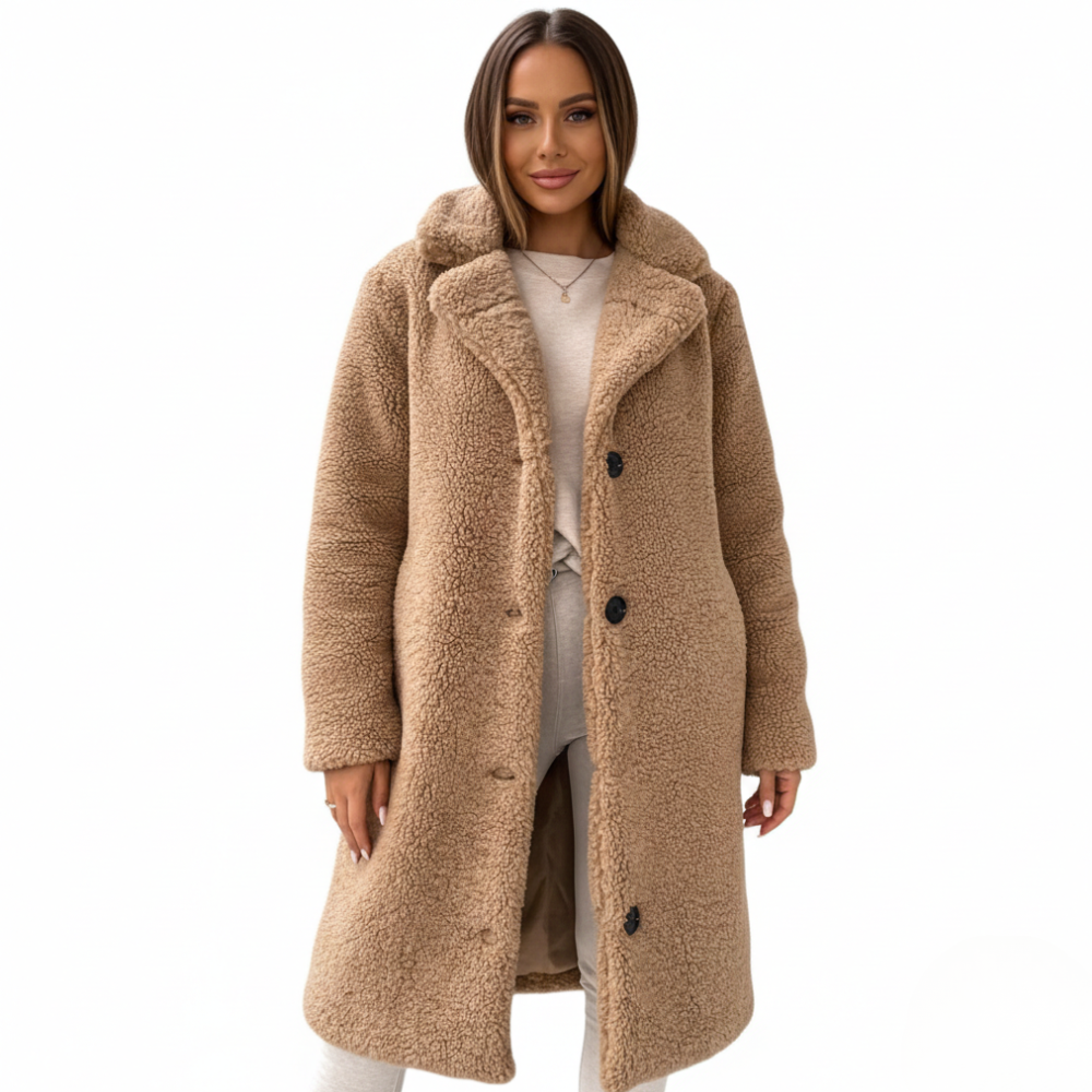 Mantel Damen lang mit Knopfverschluss vorne