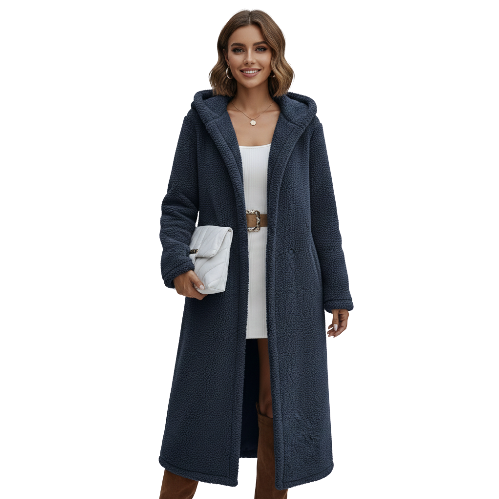 Mantel Damen Mit Kapuze und lockerer Passform Lange Silhouette