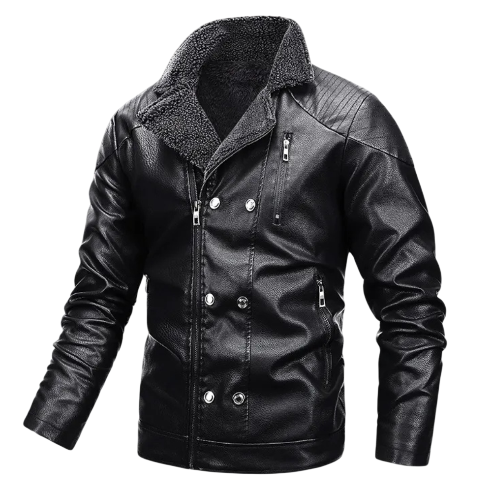 Motorradjacke Herren mit Reißverschluss klassische Biker-Optik