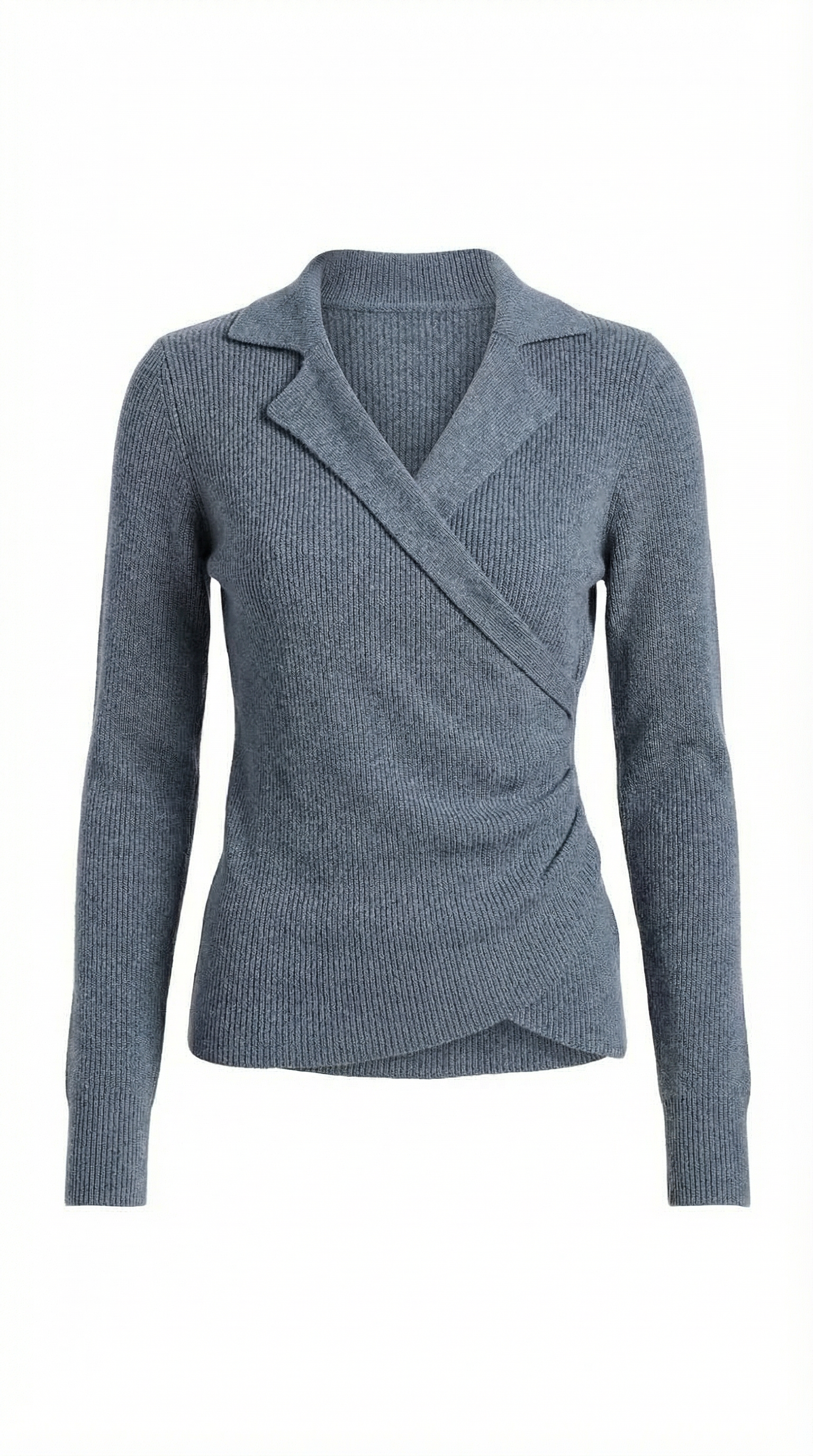 Pullover Damen mit Wickelausschnitt und Kragen