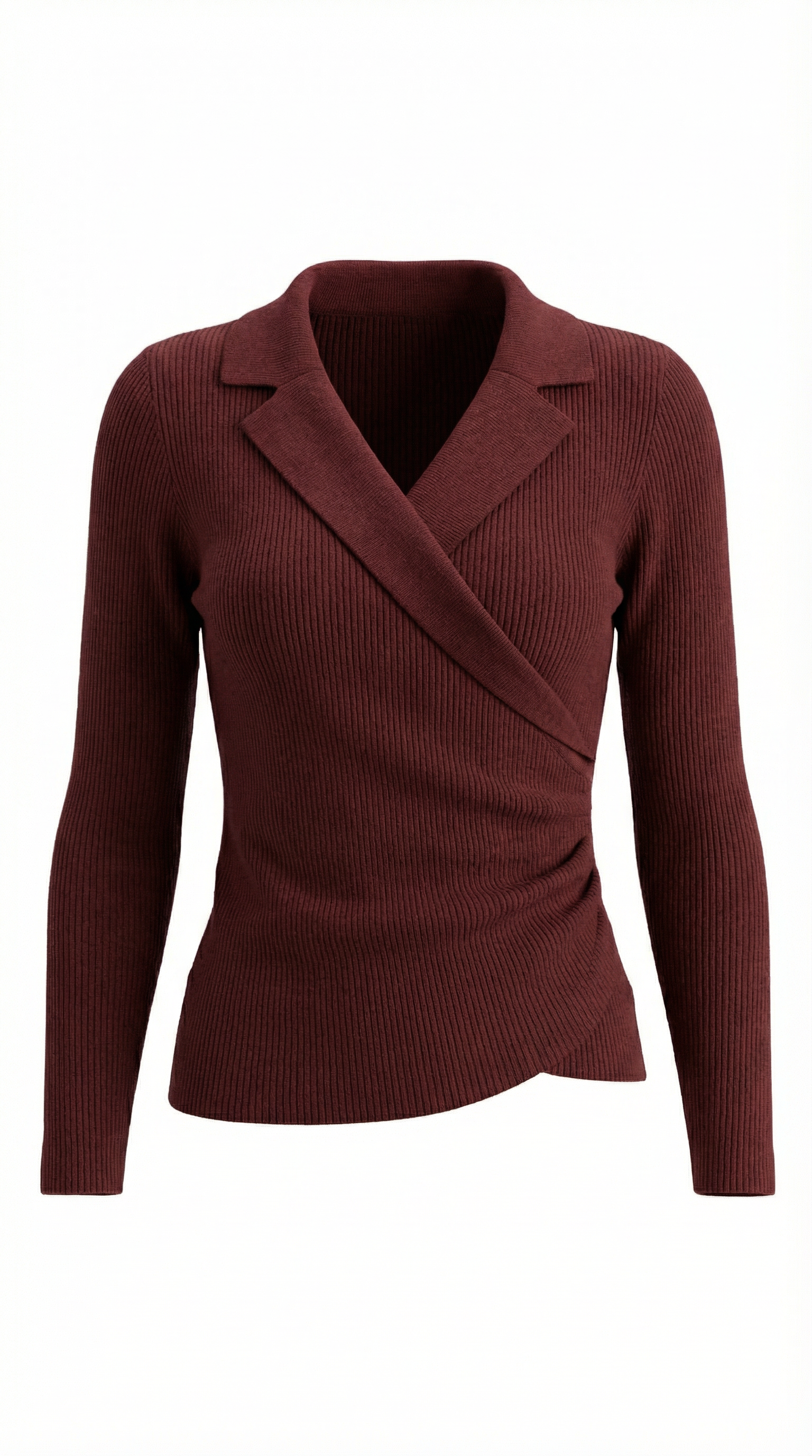 Pullover Damen mit Wickelausschnitt und Kragen