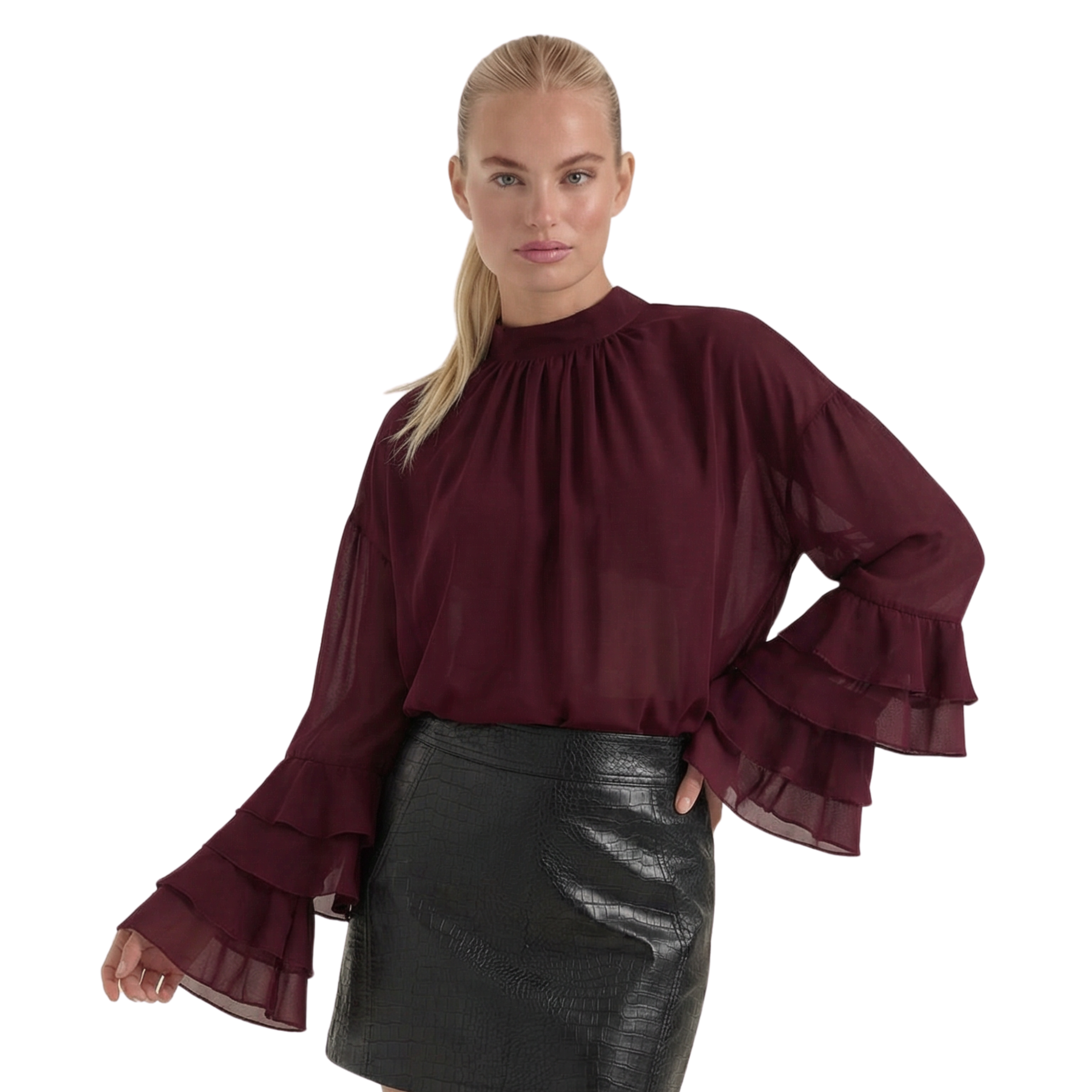 Rollkragenbluse Damen mit Kragendetail