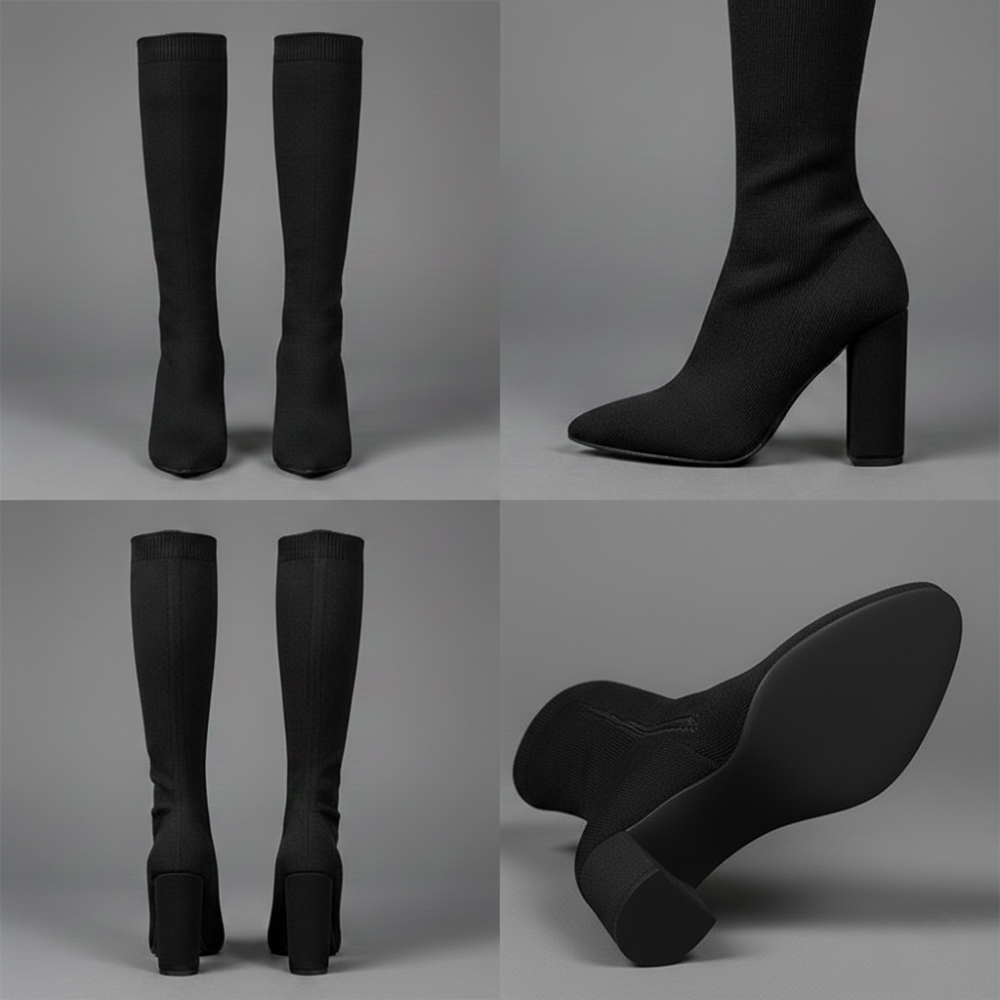 Stiefeletten Damen hoher Absatz feste strukturierte Form