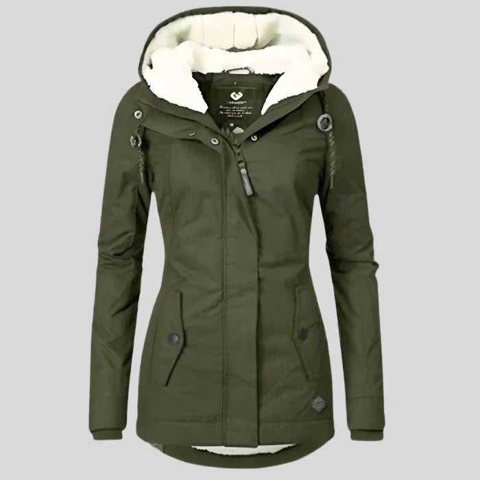 Winterjacke Damen langer Schnitt mit Reißverschluss