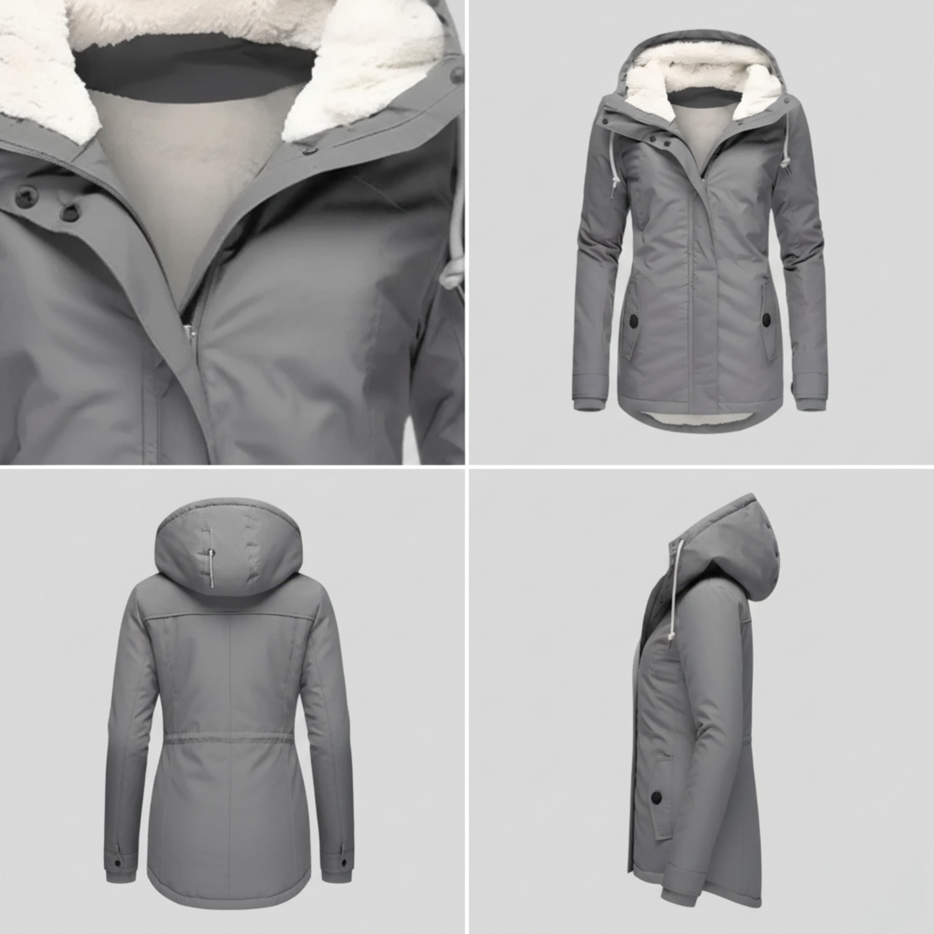 Winterjacke Damen langer Schnitt mit Reißverschluss